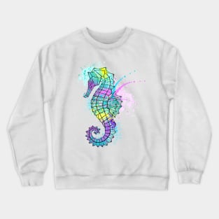 Painted Polygonal Seahorse Crewneck Sweatshirt